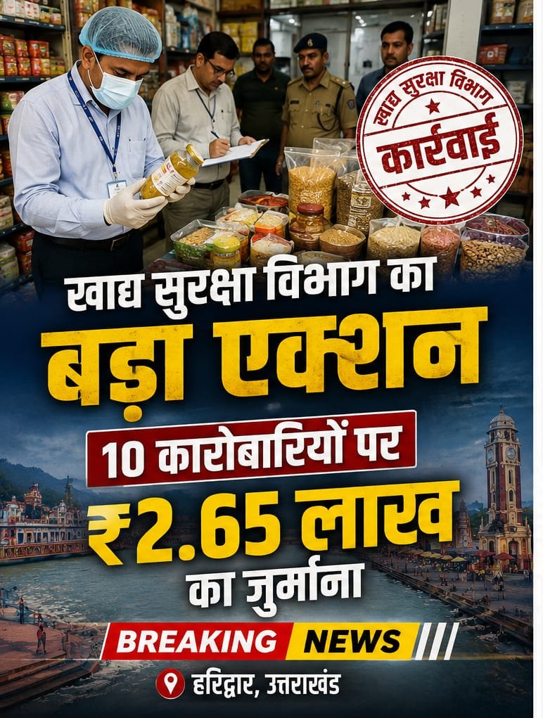 हरिद्वार में खाद्य सुरक्षा अभियान: 10 कारोबारियों पर लाखों का जुर्माना